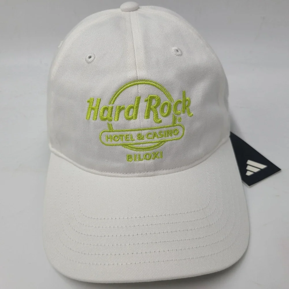 Hard Rock Hat Snapback Adidas White Neon Green Hotel & Casino Biloxi MS Logo Men